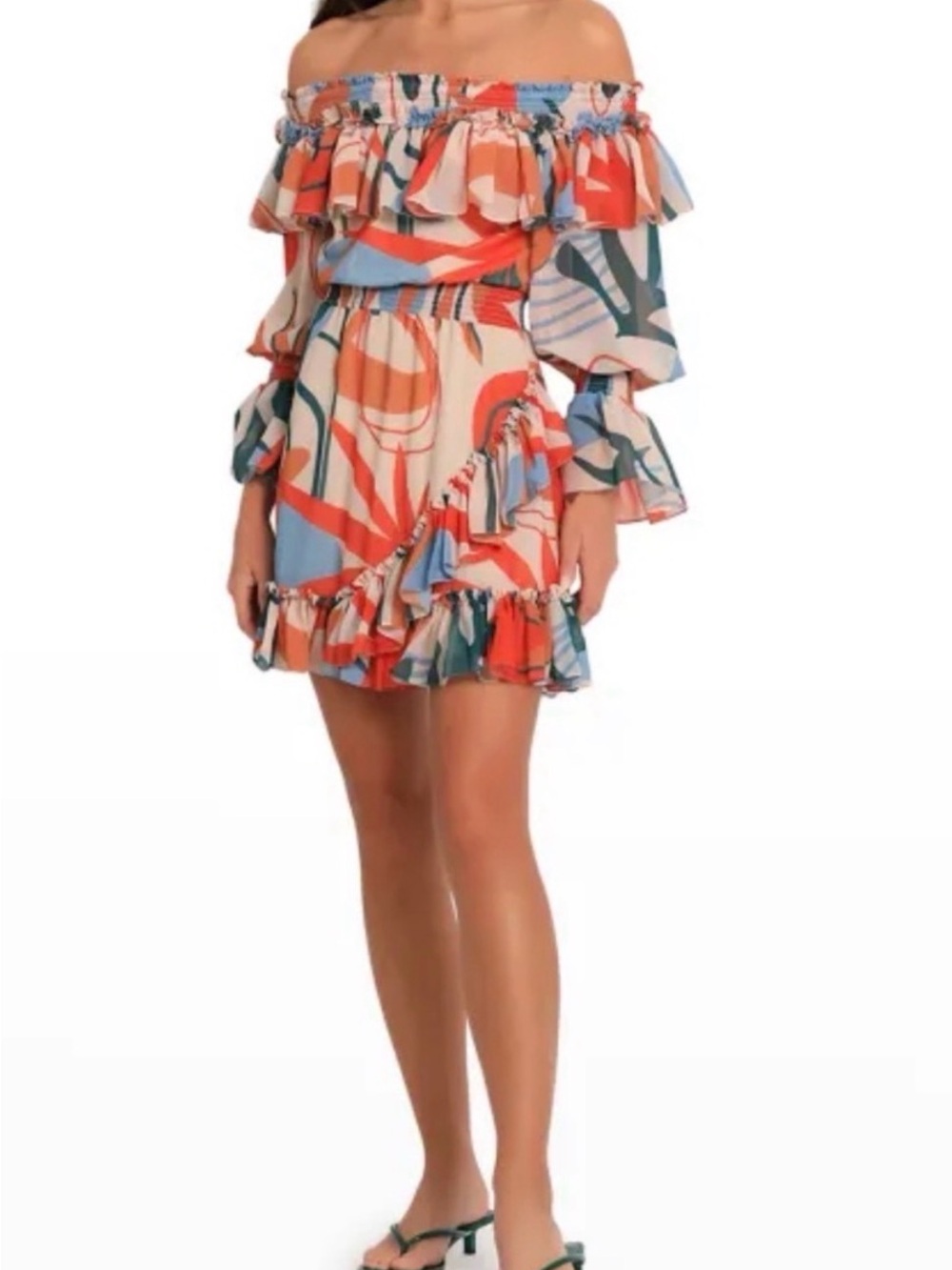 PatBO Rio off-the-shoulder Ruffle Mini Dress